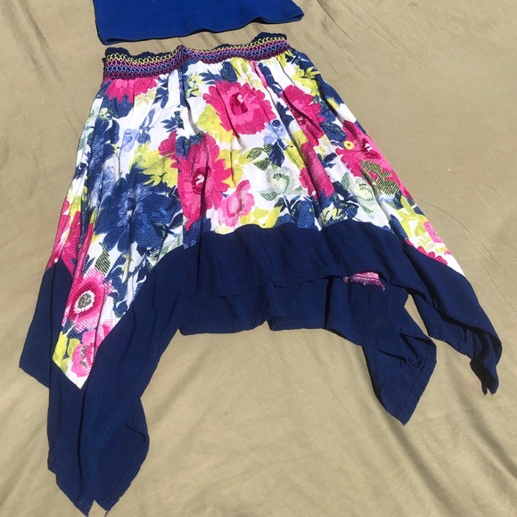 The Children's Place Other - Handkerchief skirt and royal blue tank girls 7/8.